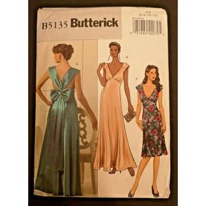 UNCUT Butterick B5135 AA 6-8-10-12 Flared Fitted Lined Bias Dress Uncut 2007